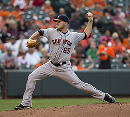 Brett Oberholtzer as an Astro. Photo: Keith Allison on Flickr (Originally posted to Flickr as "Brett Oberholtzer") [CC BY-SA 2.0 (http://creativecommons.org/licenses/by-sa/2.0)], via Wikimedia Commons